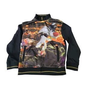 Vintage Lot 29 Track Jacket Large Black Looney Tunes Sylvester Y2k Hip Hop